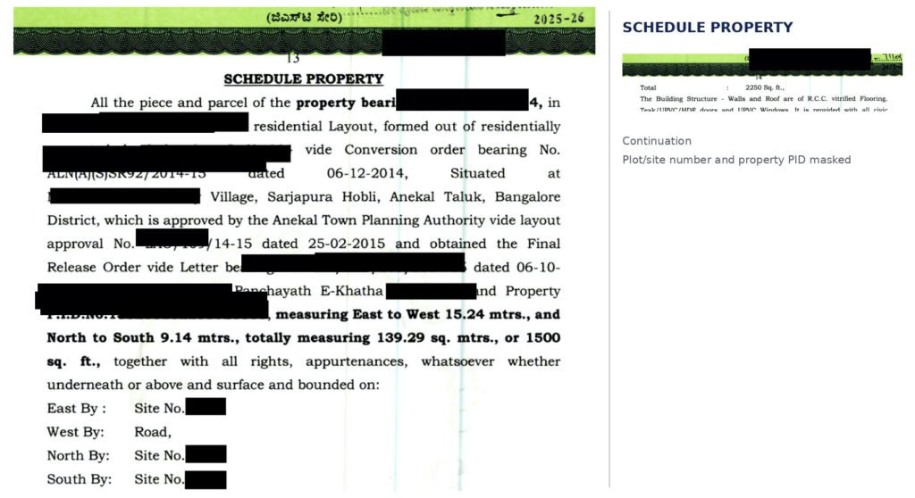 Sample sale deed for schedule of property